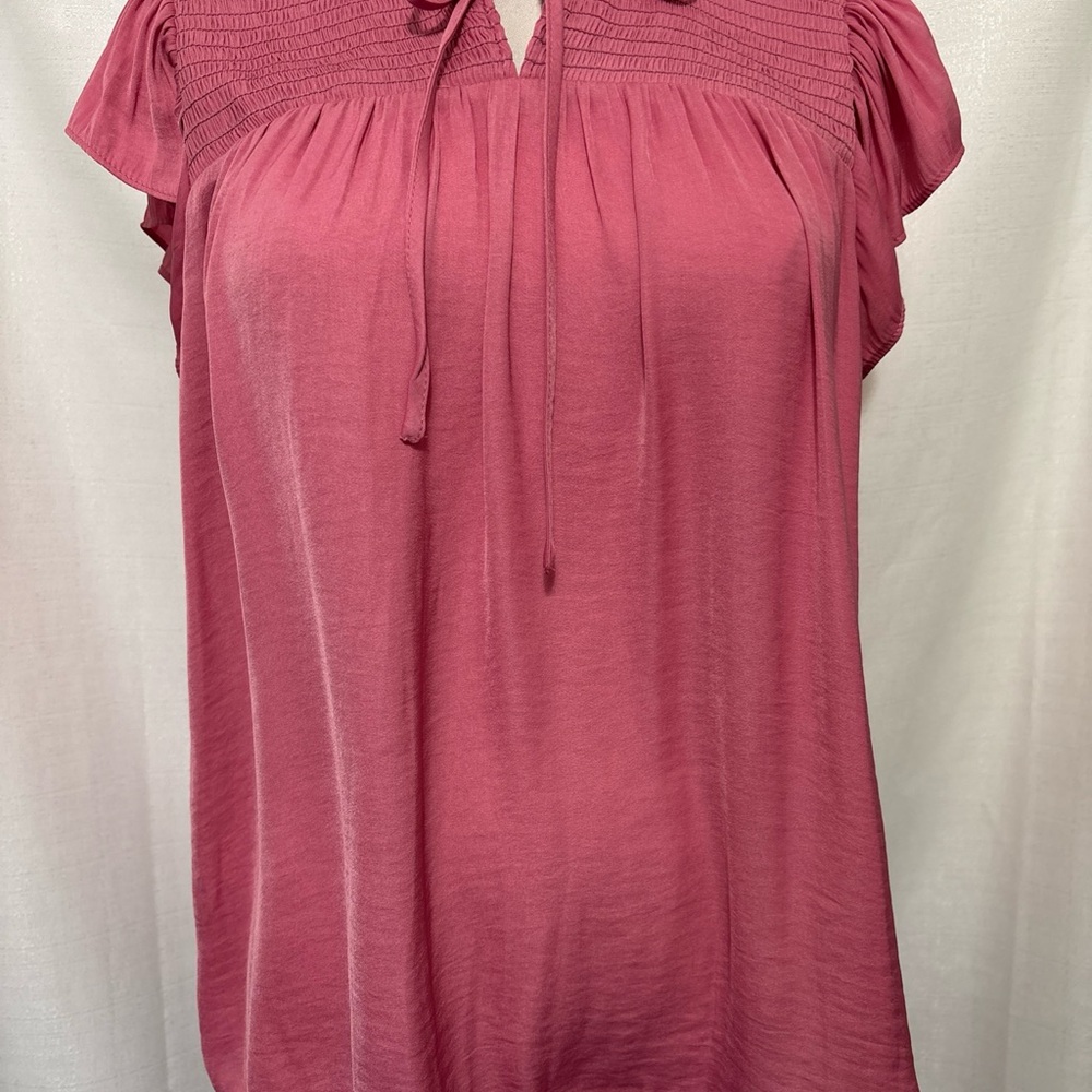 Elegant Mauve Madison d’ Amelie Smocked Blouse. Size Medium.